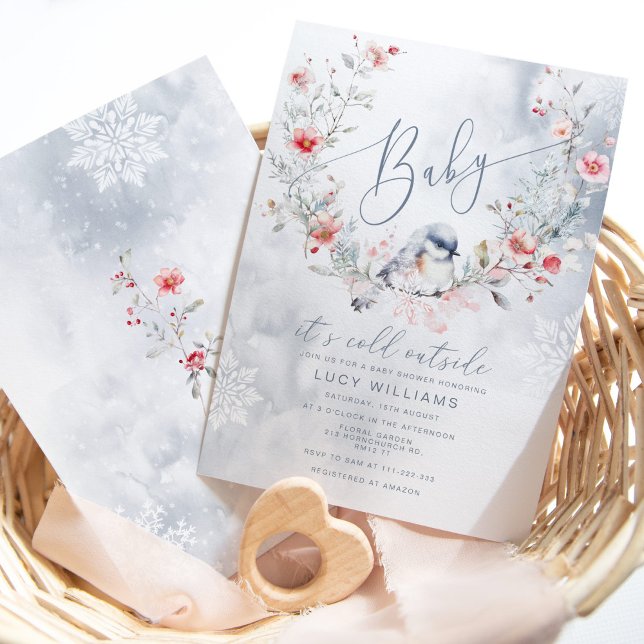 Invitación Bebé, hace frío afuera de la ducha Dusty Blue (Subido por el creador)