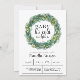 Invitación Bebé, hace frío afuera de los navidades verdes.