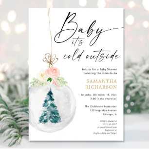 Invitación Bebé, hace frío afuera de Navidades chicas de oro