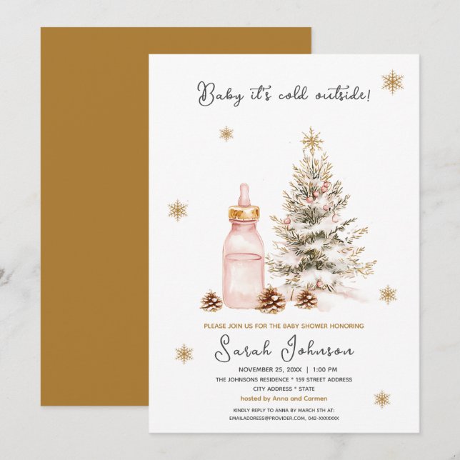 Invitación Bebé, hace frío afuera de Winter Baby Shower (Anverso / Reverso)
