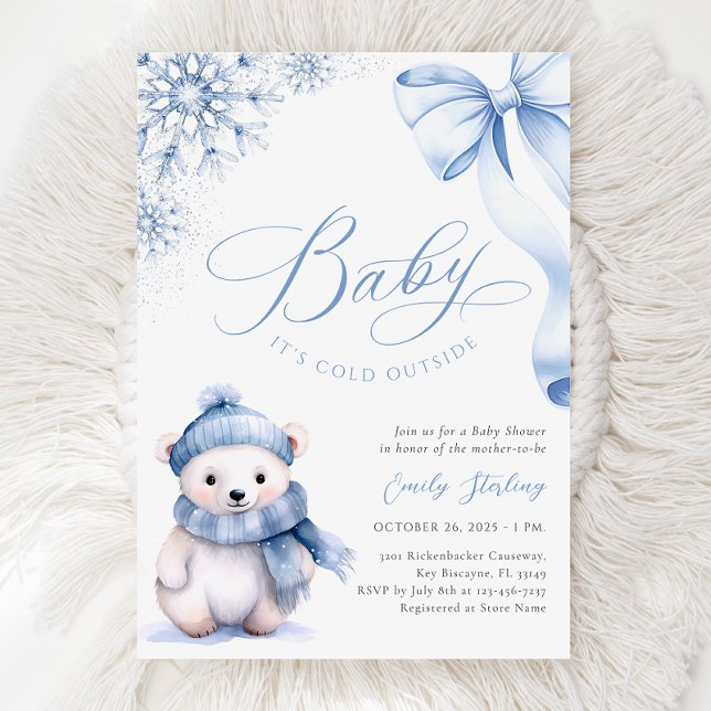 Invitación Bebé, hace frío afuera del Baby Shower del oso (Subido por el creador)