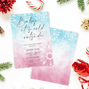 Invitación Bebé, hace frío afuera del invitado de copo de nie