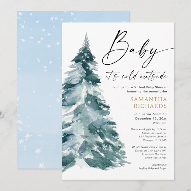 Invitación Bebé, hace frío afuera del niño (Anverso / Reverso)