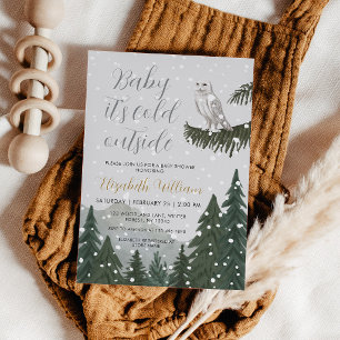 Invitación Bebé hace frío afuera Ducha de bebé búho nevado