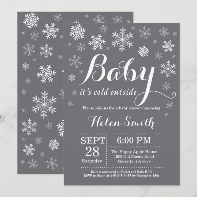 Invitación Bebé hace frío afuera ducha de bebé de invierno (Anverso / Reverso)
