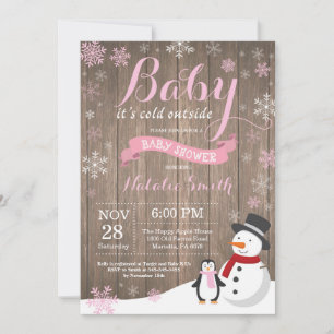 Invitación Bebé, hace frío afuera, ducha de bebé rústica de i