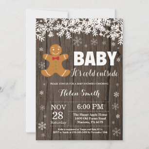 Invitación Bebé, hace frío afuera, duende de jengibre Baby Sh