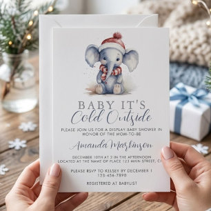 Invitación Bebé hace frío afuera elefante ducha de Navidad 