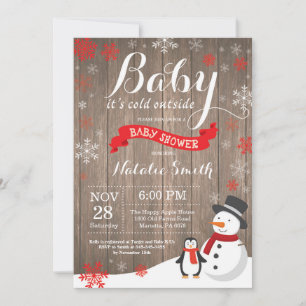 Invitación Bebé, hace frío afuera Fiesta de Baby Shower Rústi