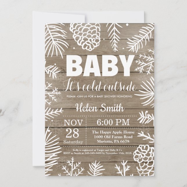 Invitación Bebé, hace frío afuera Fiesta de bebé de invierno  (Anverso)