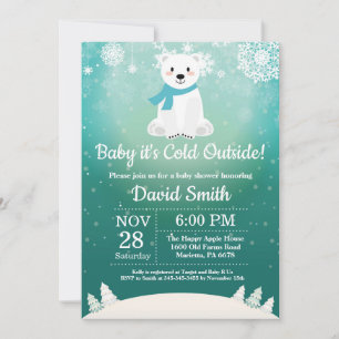 Invitación Bebé, hace frío afuera, fiesta de bebé de oso pola