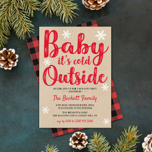 Invitación Bebé hace frío afuera   Fiesta de Navidades festiv