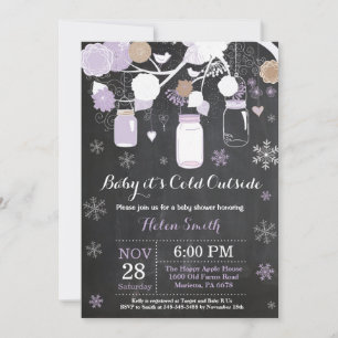 Invitación Bebé hace frío afuera Frasco de Mason de invierno