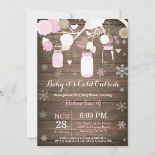 Invitación Bebé hace frío afuera Frasco de Mason de invierno