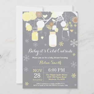 Invitación Bebé hace frío afuera Frasco de Mason de invierno 