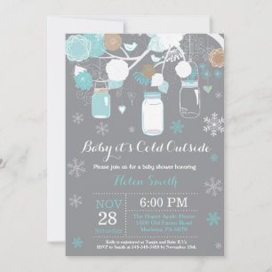 Invitación Bebé hace frío afuera Frasco de Mason de invierno 