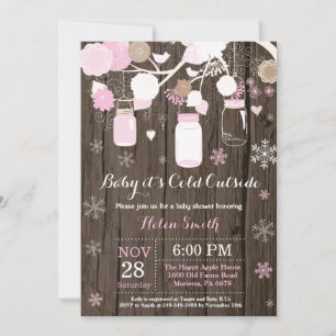Invitación Bebé hace frío afuera Frasco de Mason de invierno 