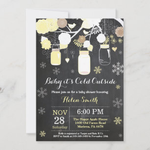 Invitación Bebé hace frío afuera Frasco de Mason de invierno