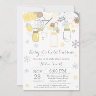 Invitación Bebé hace frío afuera Frasco de Mason de invierno
