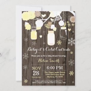 Invitación Bebé hace frío afuera Frasco de Mason de invierno 