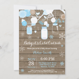 Invitación Bebé hace frío afuera Frasco de Mason de invierno