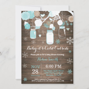 Invitación Bebé hace frío afuera Frasco de Mason de invierno