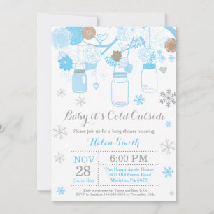 Invitación Bebé hace frío afuera Frasco de Mason de invierno