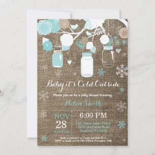 Invitación Bebé hace frío afuera Frasco de Mason de invierno 