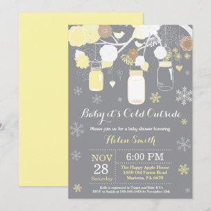 Invitación Bebé hace frío afuera Frasco de Mason de invierno 