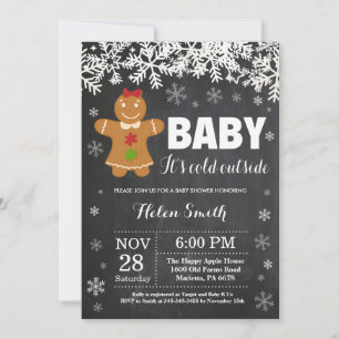 Invitación Bebé, hace frío afuera, hombre de jengibre, baby s