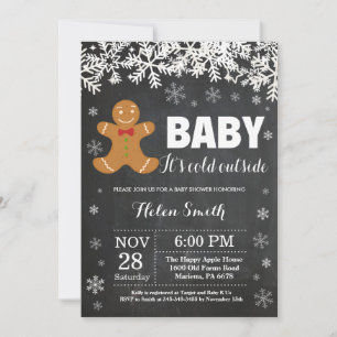 Invitación Bebé, hace frío afuera, hombre de jengibre, baby s