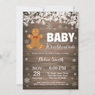 Invitación Bebé hace frío afuera Hombre de jengibre Cumpleaño