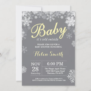 Invitación Bebé hace frío afuera Invierno Amarillo Baby Showe