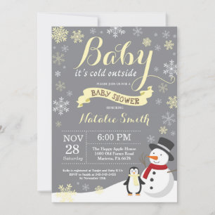 Invitación Bebé hace frío afuera Invierno Baby Shower Amarill