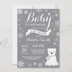 Invitación Bebé, hace frío afuera Invierno Rosa para Baby Sho