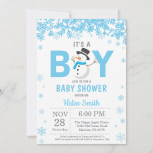 Invitación Bebé, hace frío afuera, muñeco de nieve, baby show
