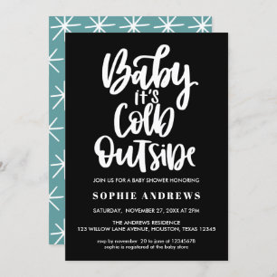 Invitación Bebé hace frío afuera   Negra   Baby Shower