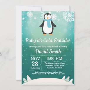 Invitación Bebé hace frío afuera Pingüino de invierno Baby Sh