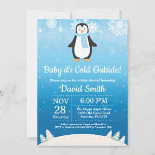 Invitación Bebé hace frío afuera Pingüino de invierno Baby Sh