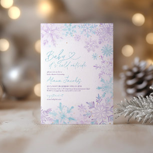 Invitación Bebé hace frío afuera Purpura Azul Nieve Baby Show