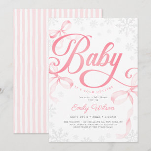 Invitación Bebé, hace frío afuera Rosa rubor Niña Baby Shower