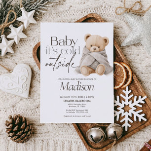 Invitación Bebé hace frío afuera Shower de osito de peluche