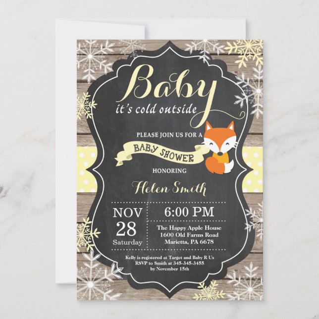 Invitación Bebé hace frío afuera Zorro Baby Shower (Anverso)