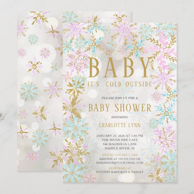 Invitación Bebé, hace frío fuera Chica o niño Baby Shower (Anverso / Reverso)