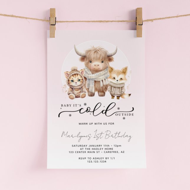 Invitación Bebé hace frío fuera Chica primer cumpleaños (Subido por el creador)