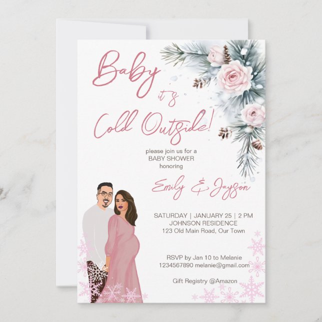 Invitación Bebé, hace frío fuera de invierno, baby ducha past (Anverso)