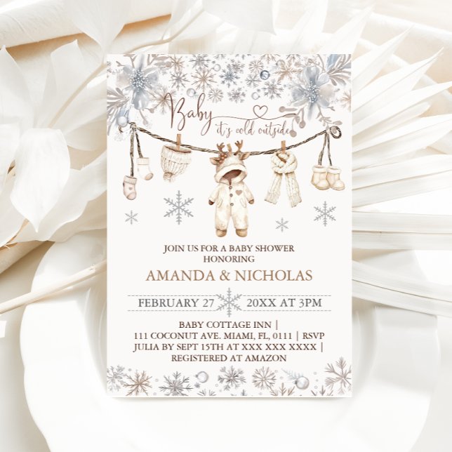 Invitación Bebé, hace frío fuera de la Baby Shower de ropa de (Subido por el creador)