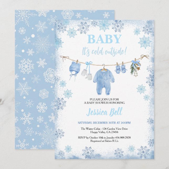 Invitación Bebé hace frío fuera de niño Baby Shower invierno  (Anverso / Reverso)
