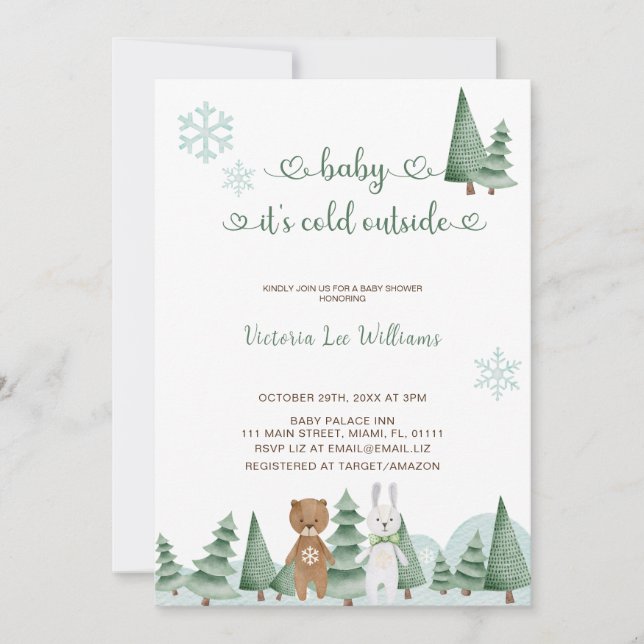 Invitación Bebé, hace frío fuera de un lindo Baby Shower inve (Anverso)