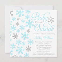 Invitación Bebé hace frío fuera del Baby Shower Aqua Gray